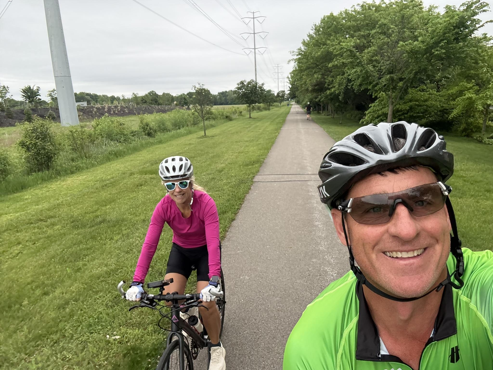 Julie and Sheldon Yoder out training together ahead of Pelotonia race day.
